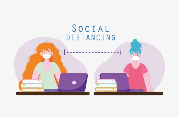 社会的距離の仕事 — ストックベクタ