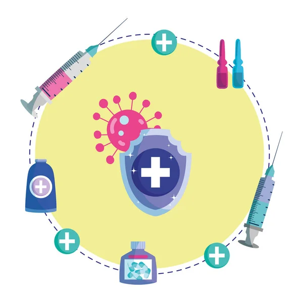 Covid 19疫苗治疗 — 图库矢量图片
