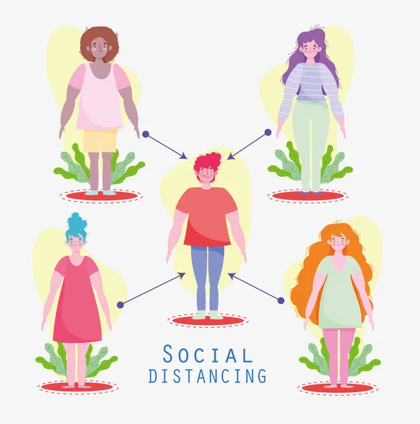Soziale Distanzierung beibehalten — Stockvektor
