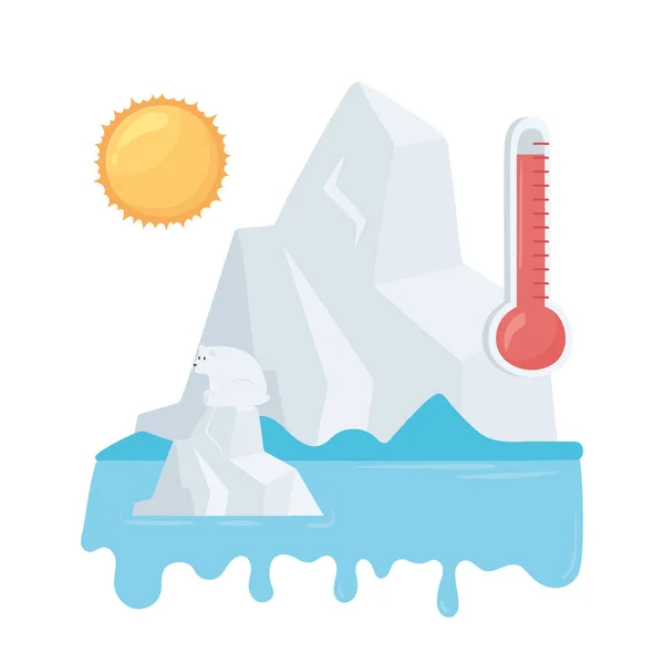 Mondiale opwarming van de gletsjer — Stockvector