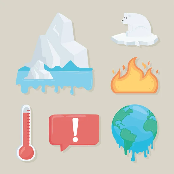 Iconos del calentamiento global — Vector de stock