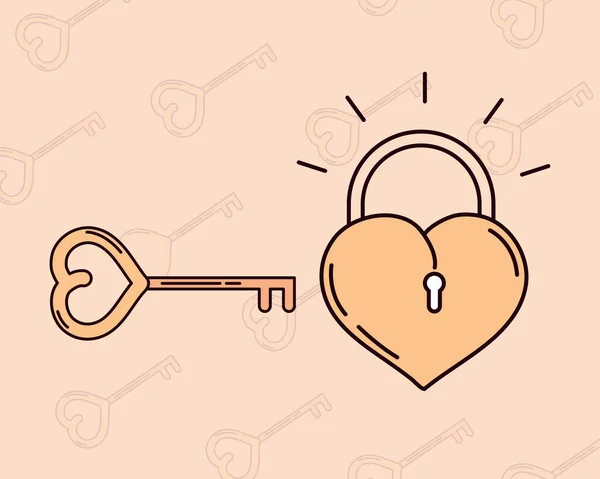 Amour cadenas clé — Image vectorielle