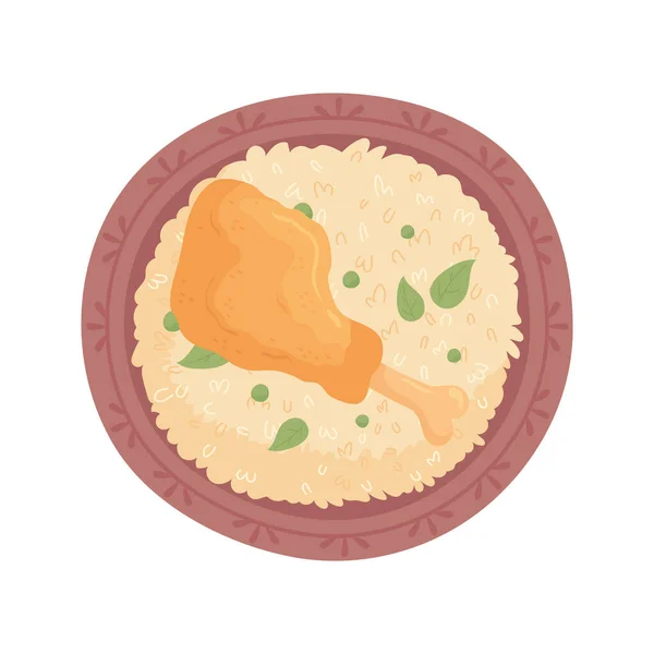 Pollo sobre arroz — Vector de stock