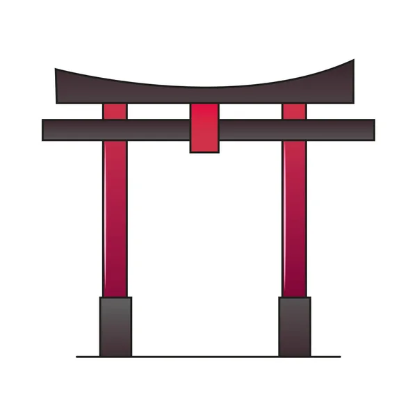 Cultura puerta japonesa — Vector de stock