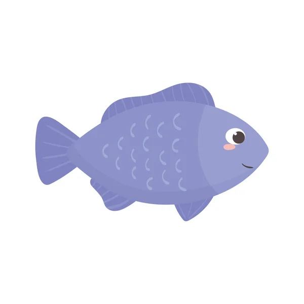 Pesce viola cartone animato — Vettoriale Stock