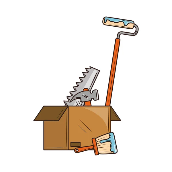 Renovation tools in box — Stock Vector