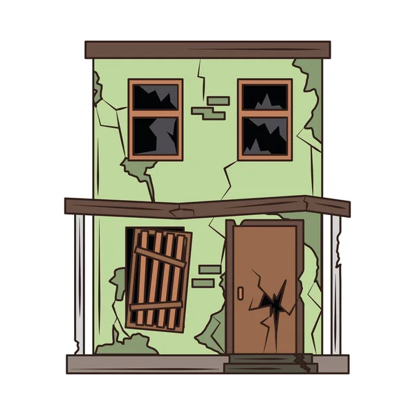 Maison ruinée dessin animé — Image vectorielle