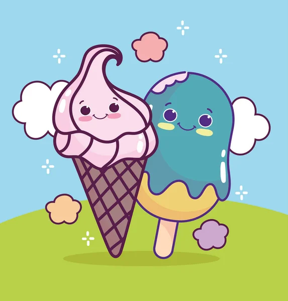 Lindo adorable helado — Archivo Imágenes Vectoriales