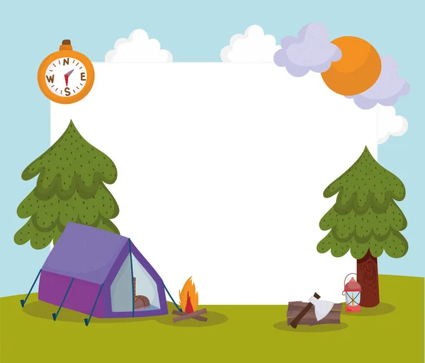 Cartão de turismo camping —  Vetores de Stock