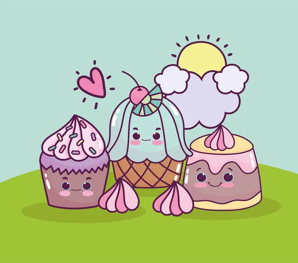 Schattig cupcake gelei — Stockvector