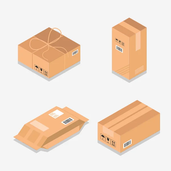 Caja de cartón juego de maquetas — Vector de stock