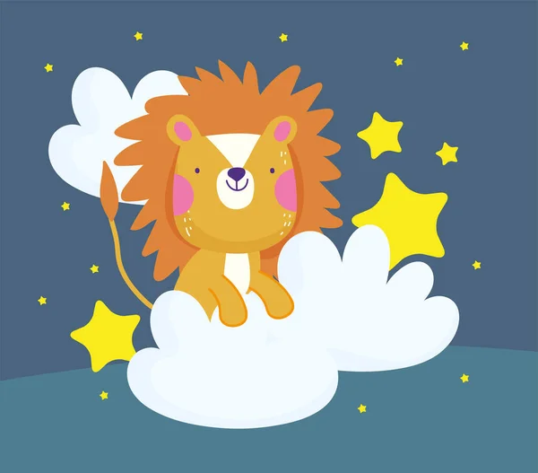 Lindo león estrellas — Vector de stock