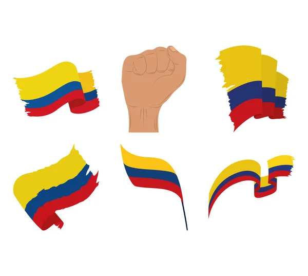 Colombia banderas protesta — Archivo Imágenes Vectoriales