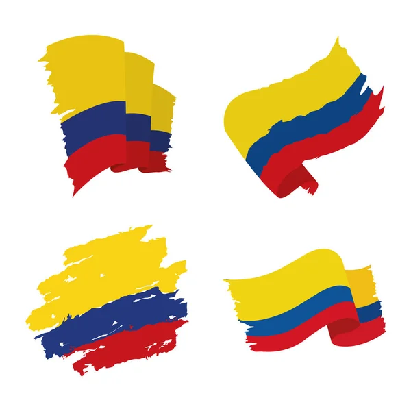 Banderas de Colombia icono conjunto — Archivo Imágenes Vectoriales