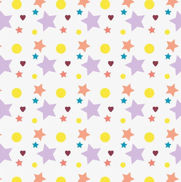 Hearts dots stars pattern — Stock Vector