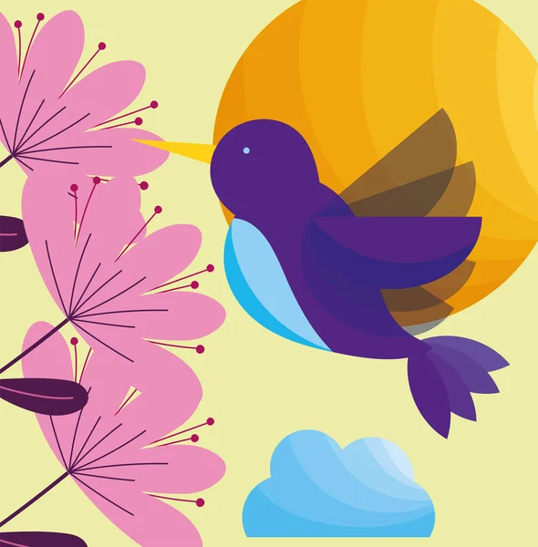 Фіолетові квіти птахів — стоковий вектор