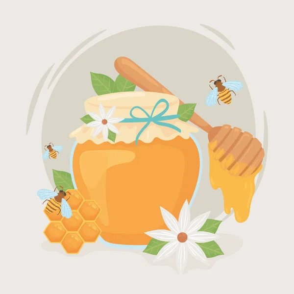 Bal arıları kavanozu — Stok Vektör