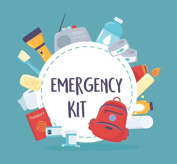 Kit di emergenza essenziale — Vettoriale Stock