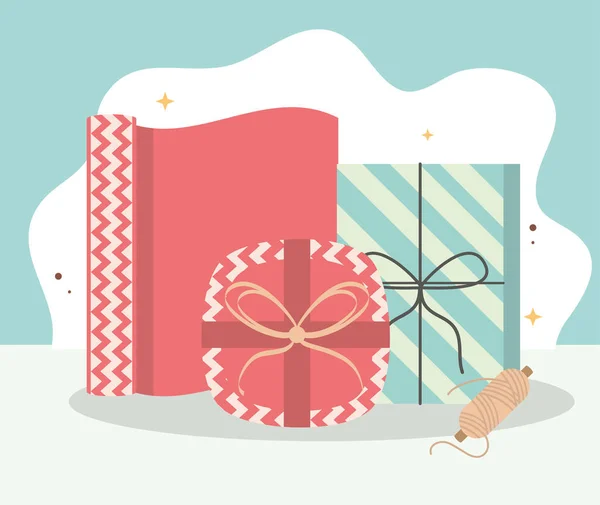 Emballage des boîtes-cadeaux — Image vectorielle
