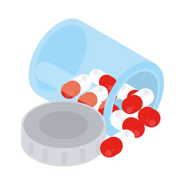 Таблетки, наливающие лекарство из бутылки — стоковый вектор