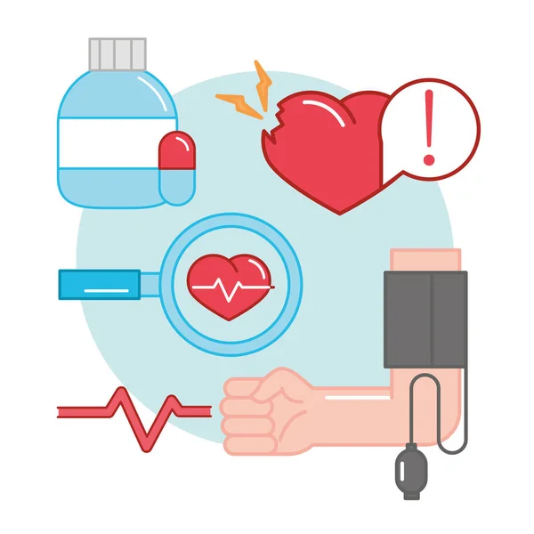 Hypertension medical set — Vector de stock