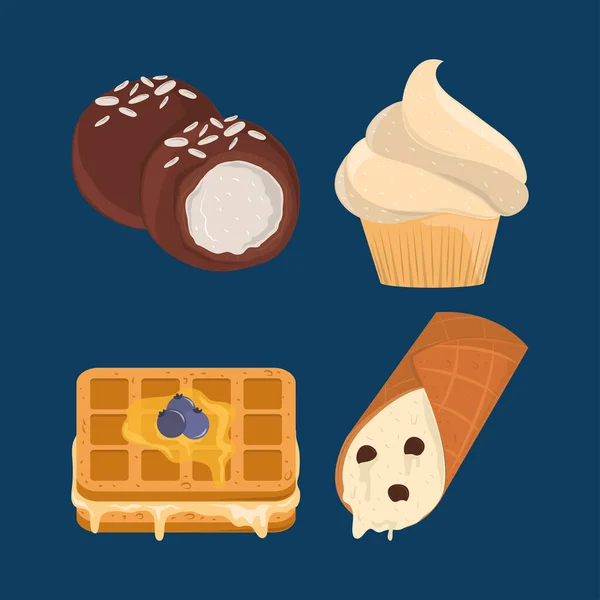 Dessert sweet cartoon — Vetor de Stock