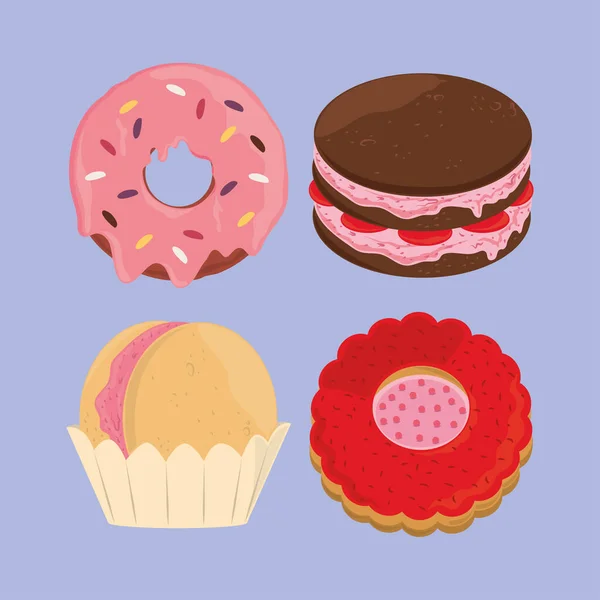 Dessert cartoon icons — Vetor de Stock