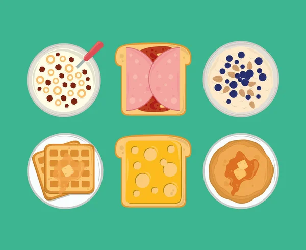 Ontbijt menu pictogrammen — Stockvector
