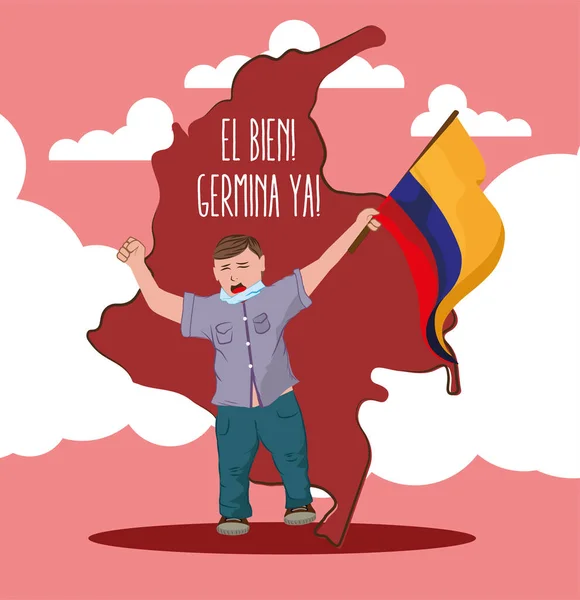 Colombia man protest — Vettoriale Stock