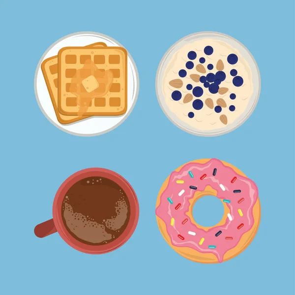 Ensemble de nourriture petit déjeuner — Image vectorielle