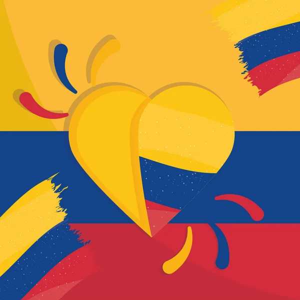 Bandera del corazón Colombia — Archivo Imágenes Vectoriales