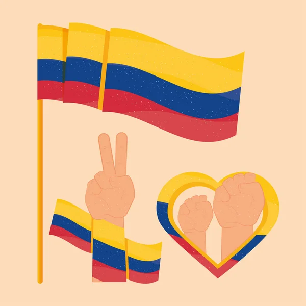 Colombia protest icons — Archivo Imágenes Vectoriales