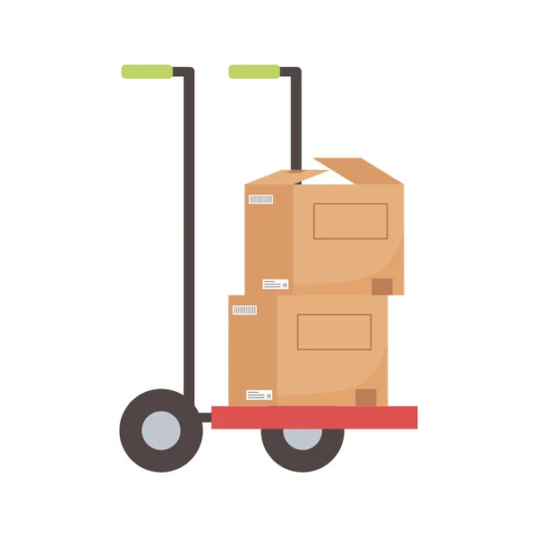 Logistic packages handcart - Stok Vektor