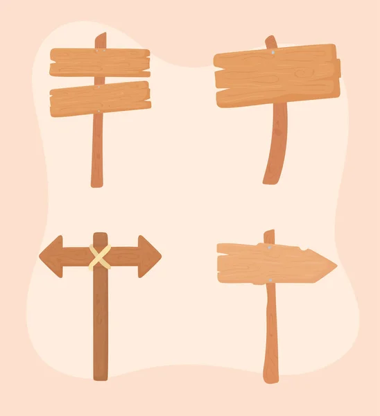 Набір знаків дерев'яних дощок — стоковий вектор