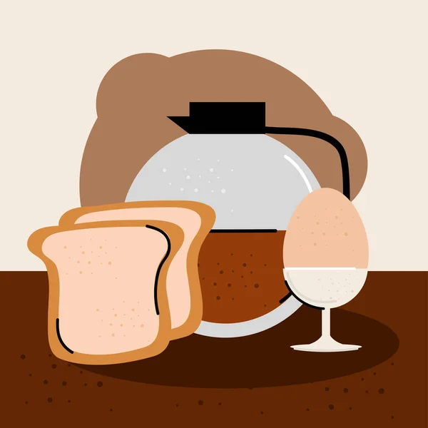 Breakfast coffee egg bread — Image vectorielle