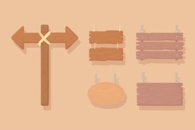 wooden signs boards set