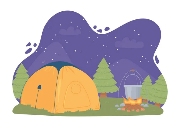 Camping tent night — 图库矢量图片