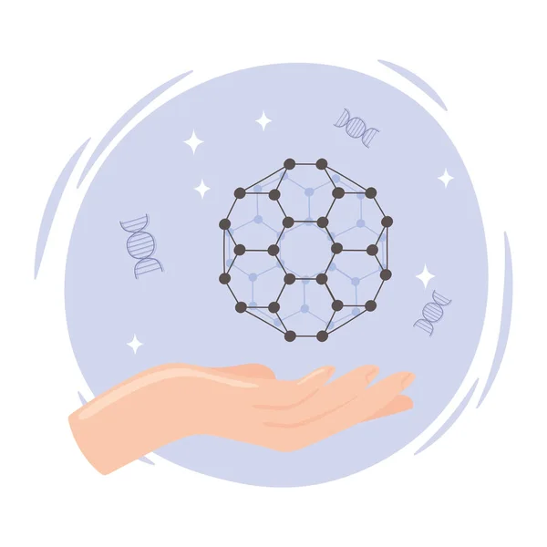 Nanotechnology hand with molecule — ストックベクタ