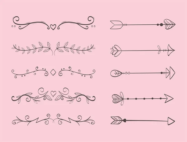 Dividers arrows floral — Vetor de Stock