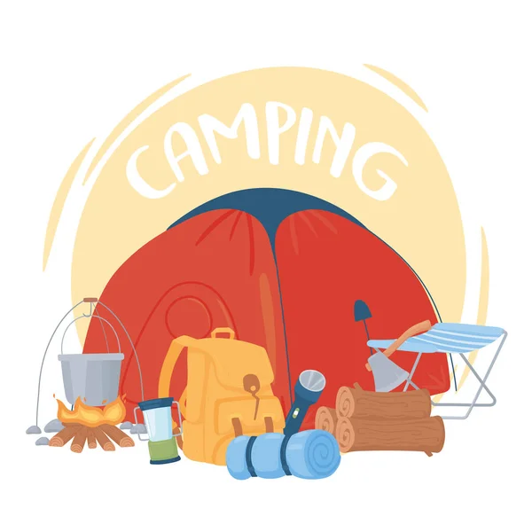 Camping recreation adventure — стоковый вектор