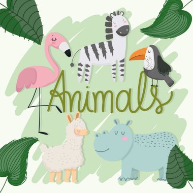 hayvanlar tropikal yapraklar