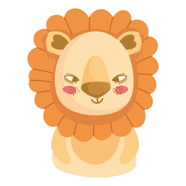Lion visage animal dessin animé — Image vectorielle