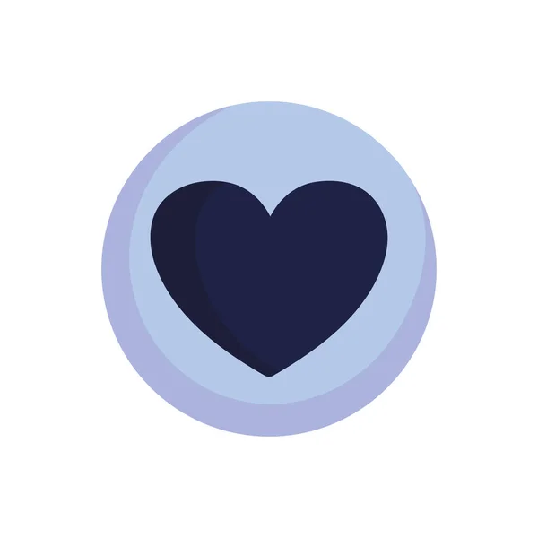 Botão coração amor — Vetor de Stock