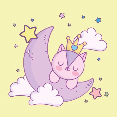 Ay 'da uyuyan sevimli kedi