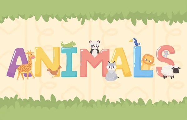 Animals font word — Stock Vector