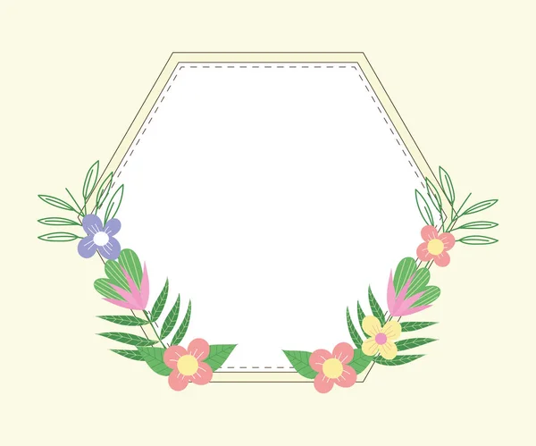 Fleurs cadre géométrique — Image vectorielle