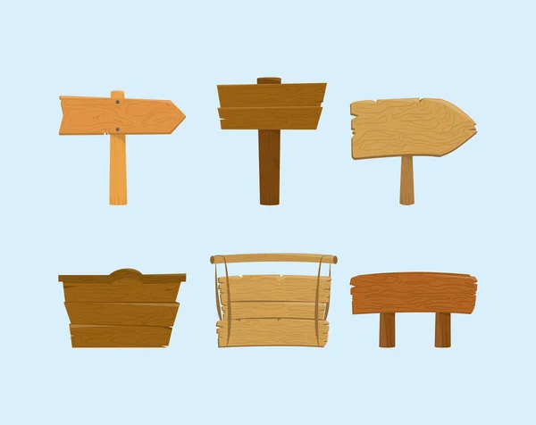 Placas de madeira placas setas —  Vetores de Stock