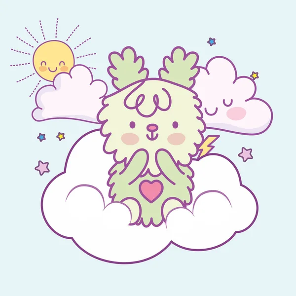 구름 위의 귀여운 곰 — 스톡 벡터