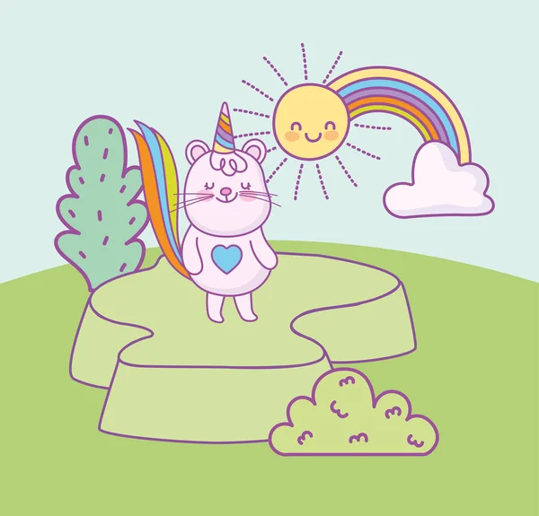 Cartoon kat regenboog staart — Stockvector