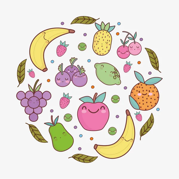可爱有趣的水果 — 图库矢量图片